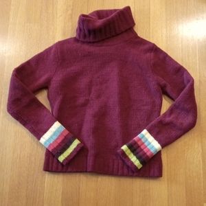 Pout Burgundy Turtle Neck Sweater girls casual abstract Y2K winter,medium